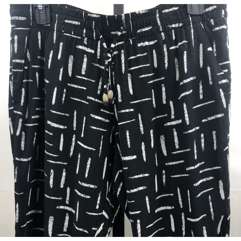 Old Navy Ankle Pants Women S Black Geo Rayon Drawstring Pockets Tapered Lounge - Picture 9 of 12